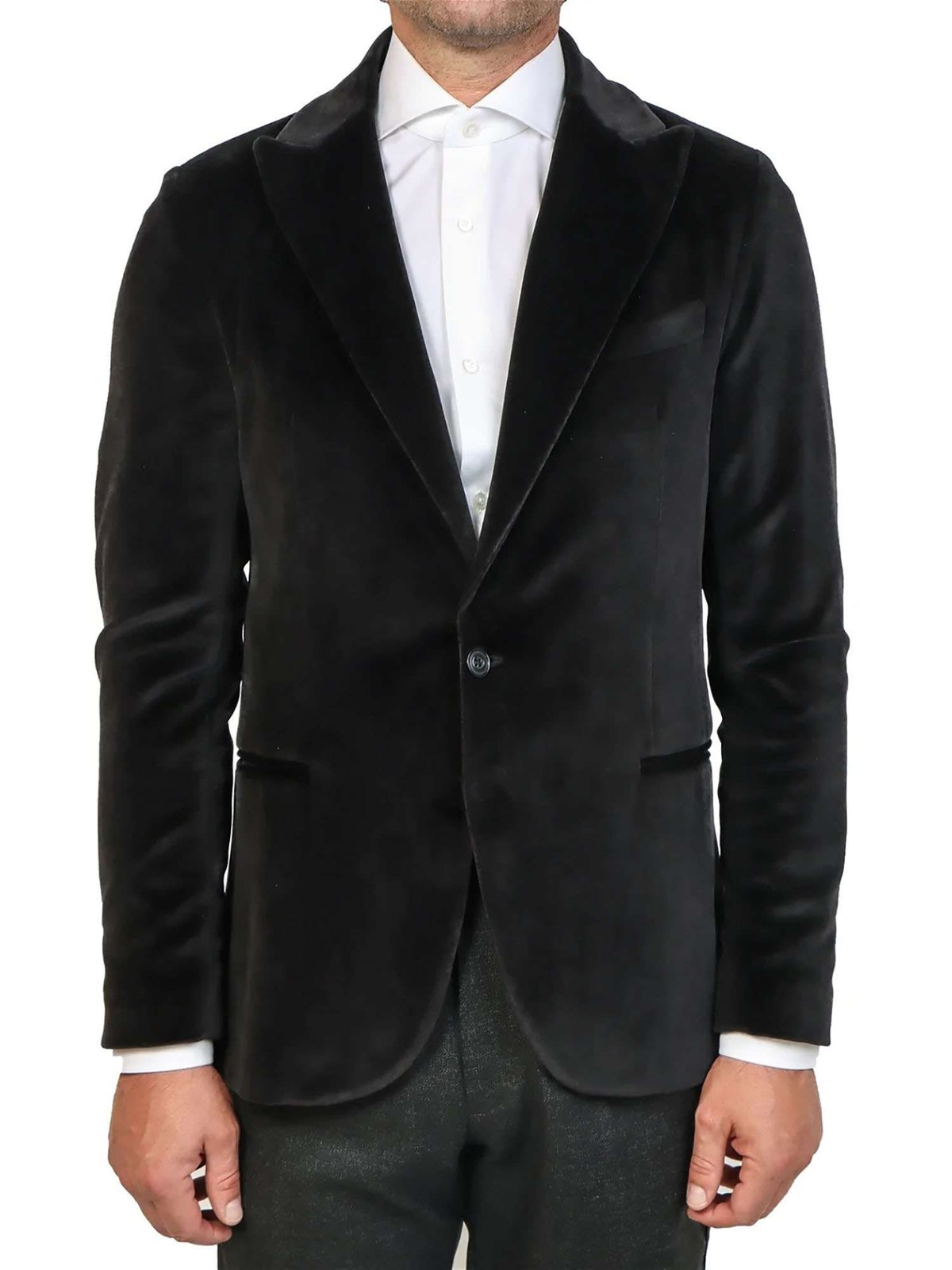CIRCOLO 1901 Men’s Black Velvet One Button Blazer Jacket CN4046 007