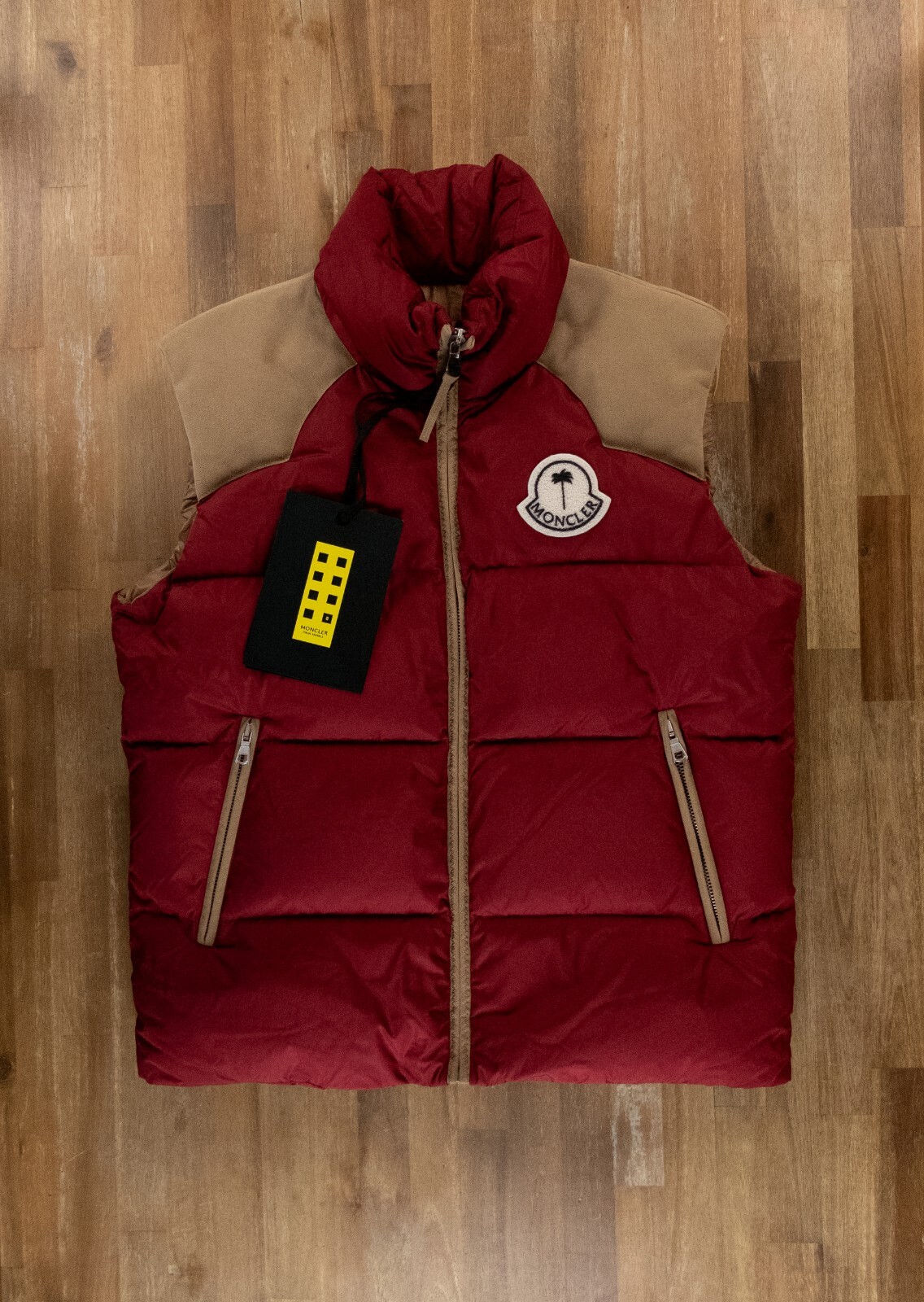 MONCLER Genius x Palm Angels Kamakou red puffer vest Size 2 / Medium authentic