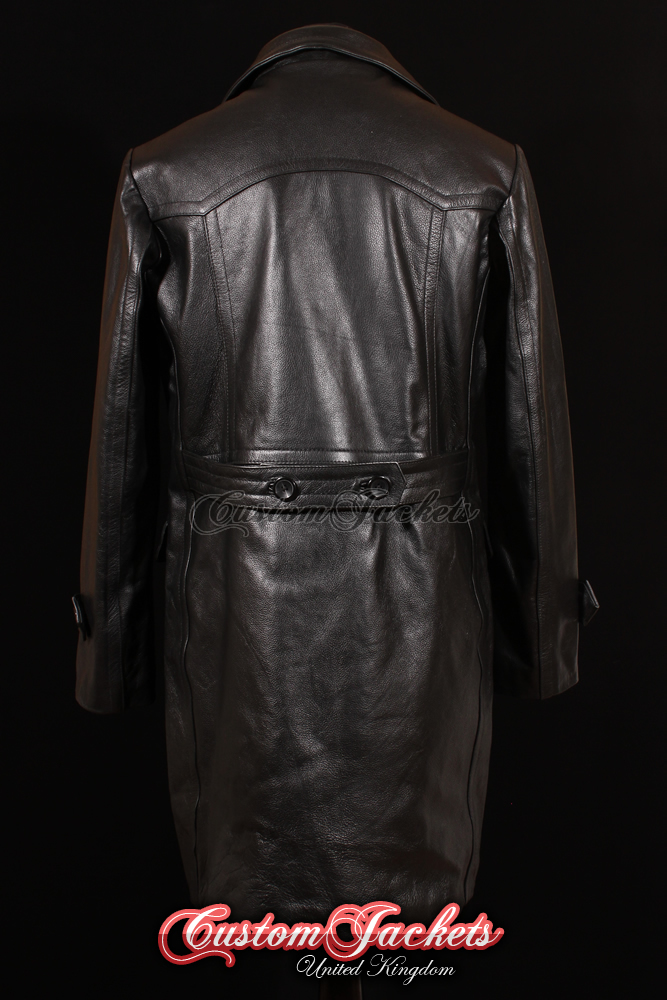 Men’s LONG U-BOAT Black German KRIEGSMARINE Cowhide Leather Jacket Coat