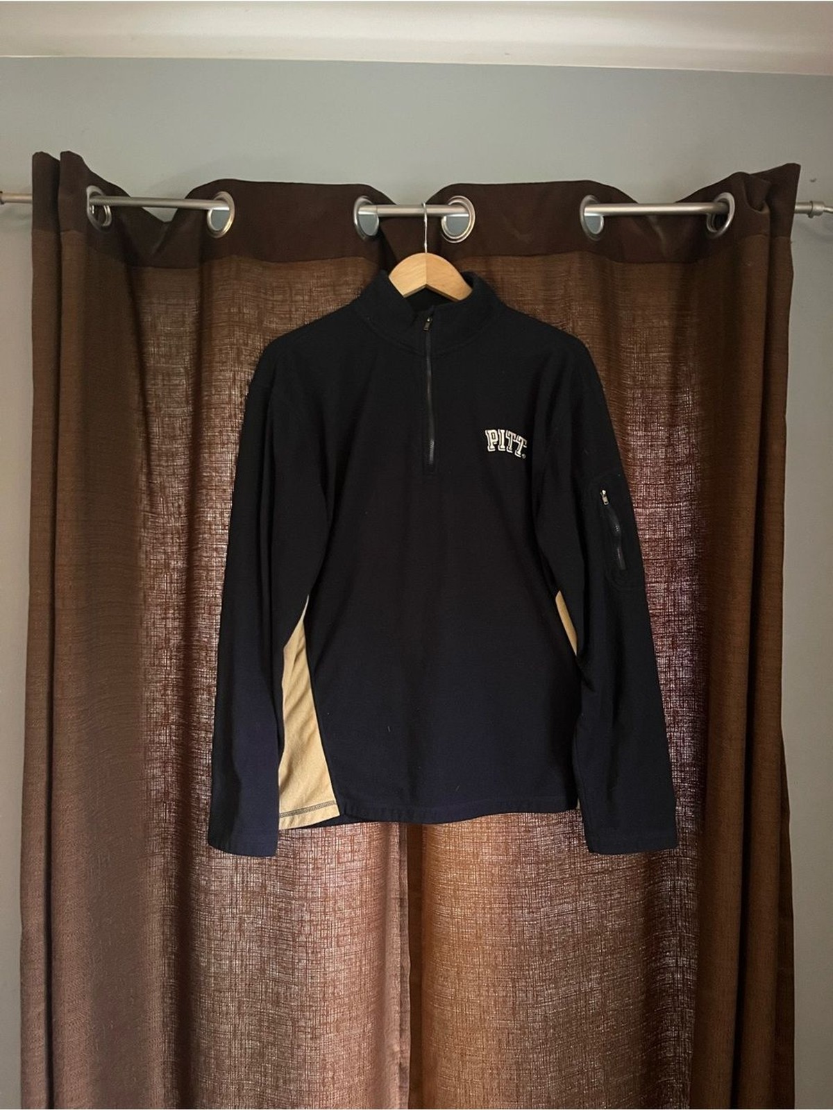 Pittsburgh Panthers Quarter-Zip Pullover with Tan Side Panels