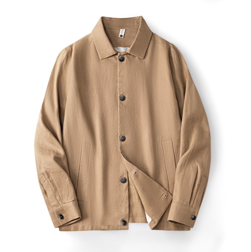 Italian Style Single Breasted Mens Button 100% Linen Coat Spring Outwear Jackets