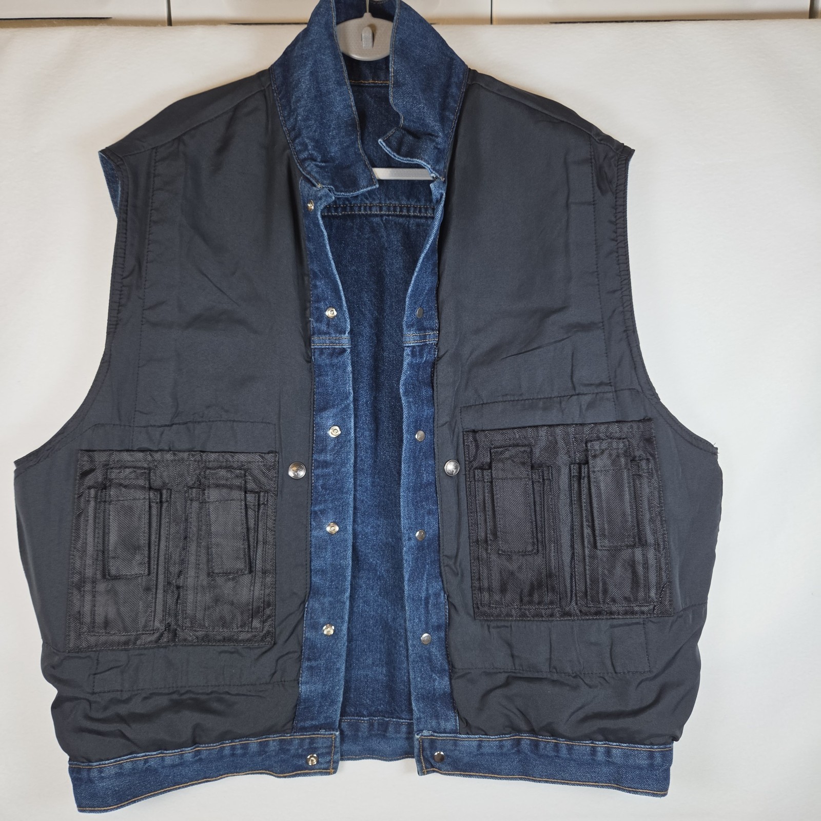 NRA vintage authentic mens LG denim snap vest concealed carry weapon holds ammo