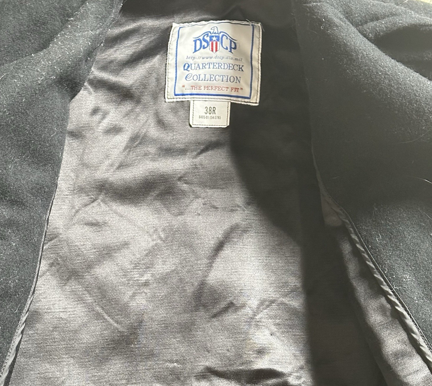 US Navy Wool Pea Coat DSCP Quarterdeck Sterlingwear Boston Black 38R Vintage Hea