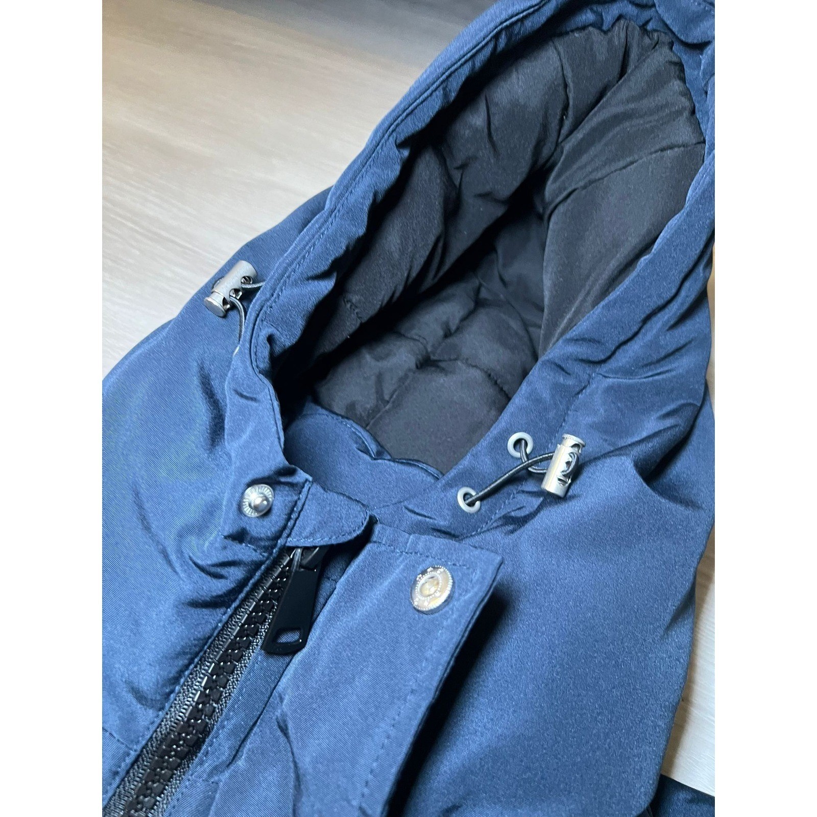 Primark Men’s Navy Blue Hooded Parka Jacket Medium Shower Resistant Thermal