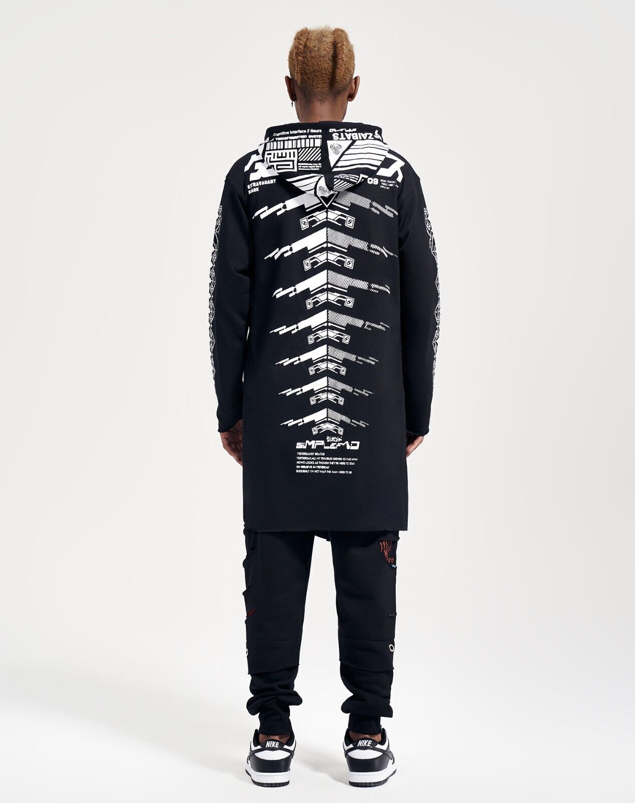 Niepce Unisex Cyber Alien Trench Coat Hooded Techwear Graphic Jacket