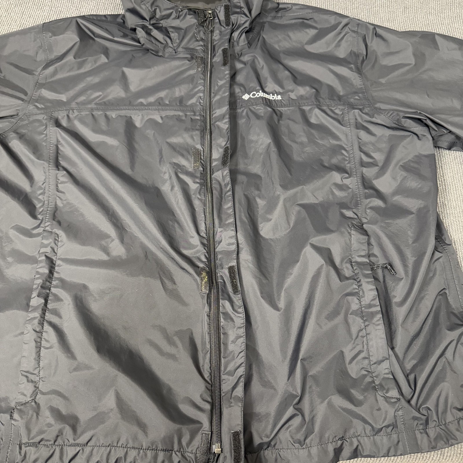 Columbia Jacket Mens 3XL Gray Hooded Waterproof Full Zip Windbreaker Hiking
