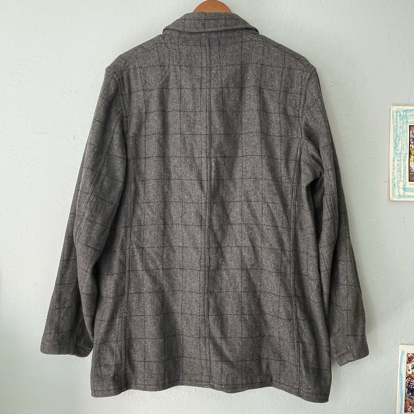 Private White V.C. Overshirt Jacket Grey Wool Tweed Size 6 England