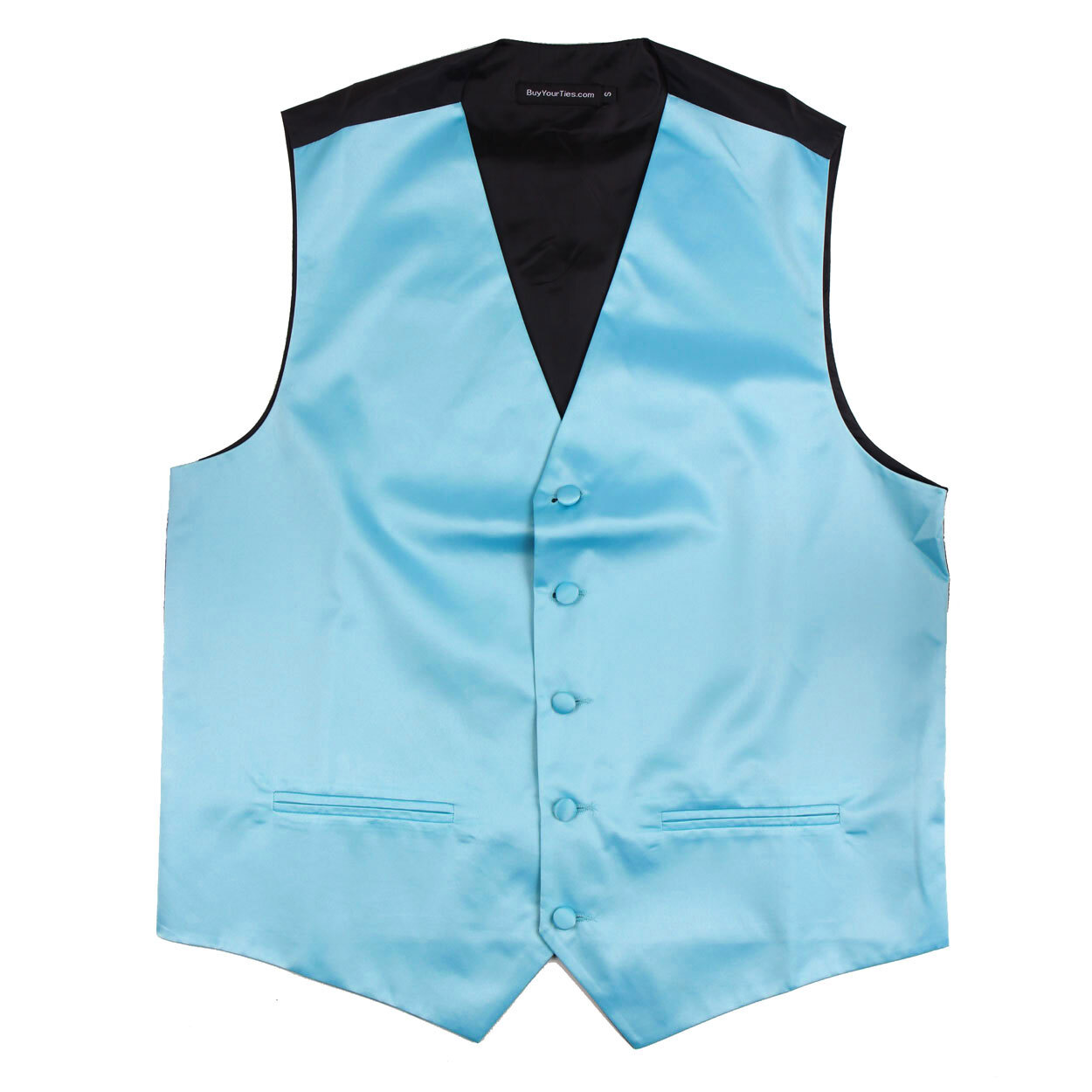 Men’s Solid Turquoise Satin Tuxedo Vest Formals Weddings Proms Waistcoat