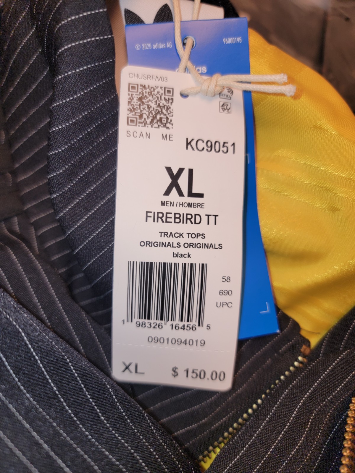 NEW MENS ADIDAS ORIGINALS PINSTRIPES FIREBIRD TRACK JACKET ~SIZE XL #KC9051