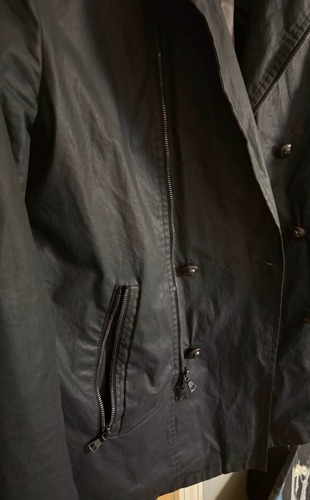 John Varvatos Jacket double breasted slick (rain jacket) made in Italy 50EU 40US