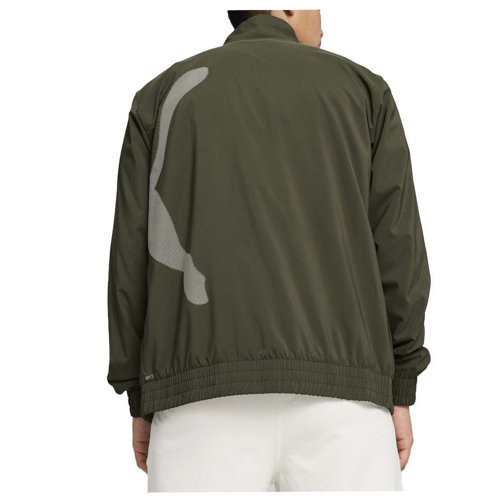 PUMA Train Cat Woven Full Zip Jacket Mens Green Casual Athletic Outerwear 52596