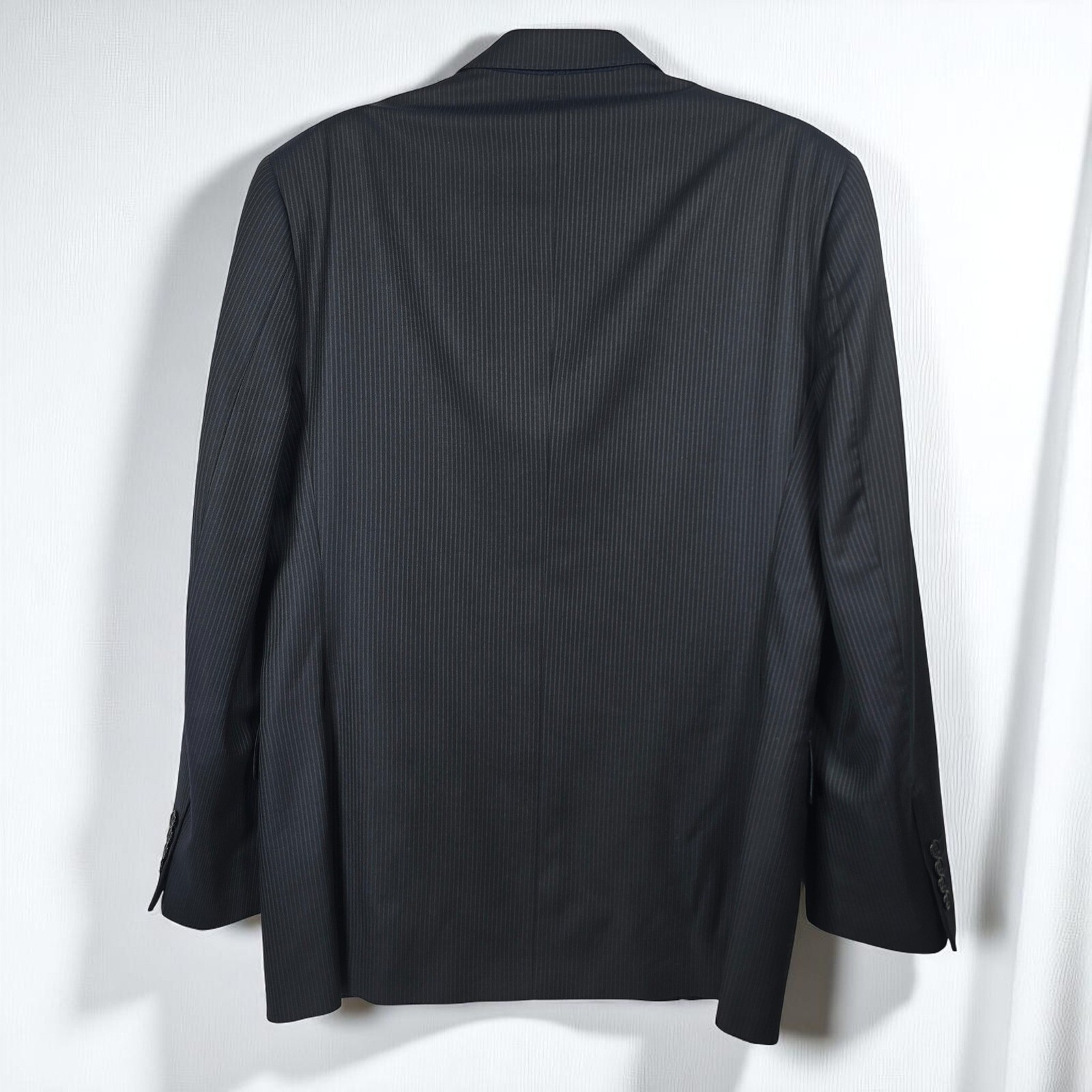 Pronto Uomo Couture Blazer Made in Italy Wool Pinstripe Two Button Men 38R Black