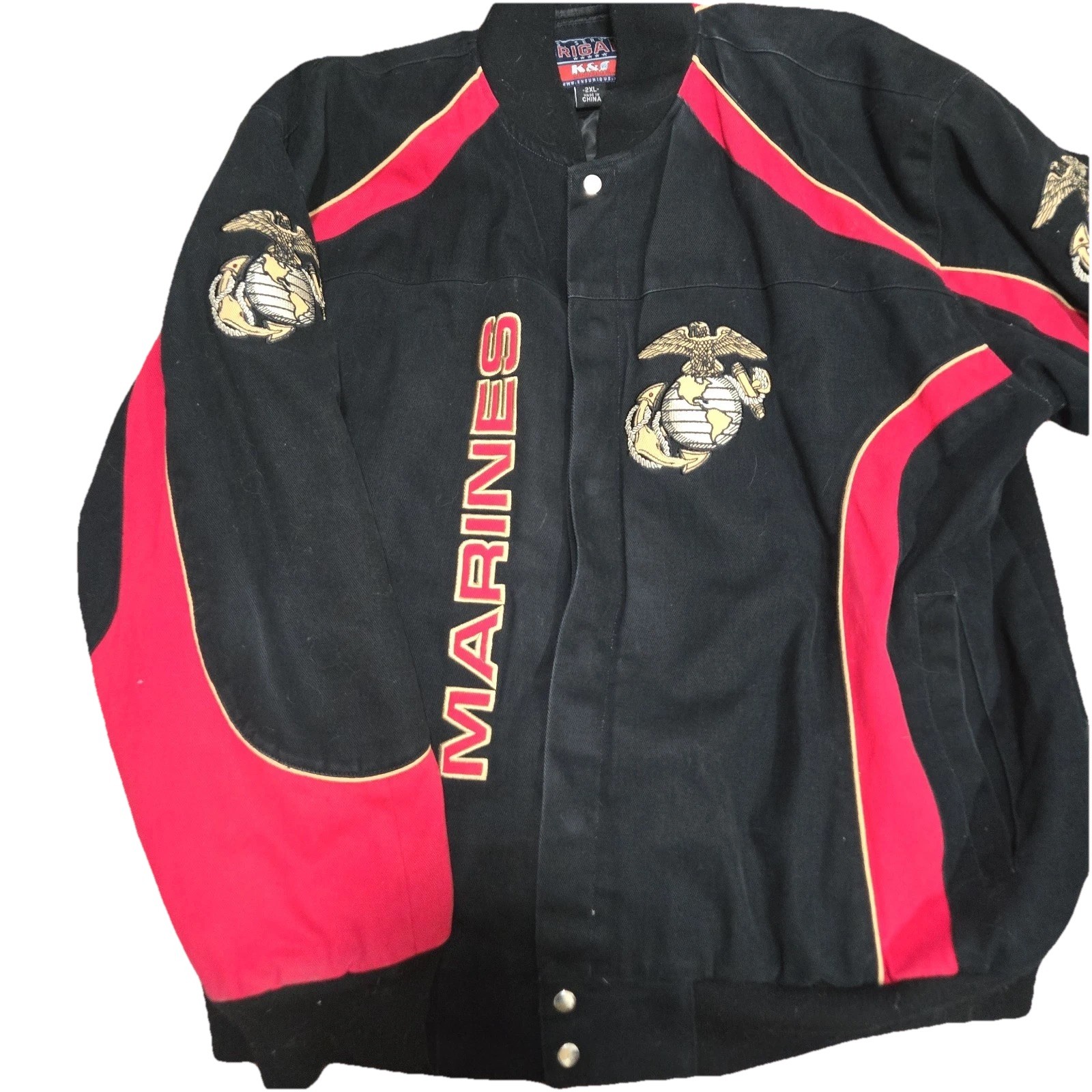 United States Marines U.S. Military Mens Sz XXL Bomber Jacket K&S Embroidered