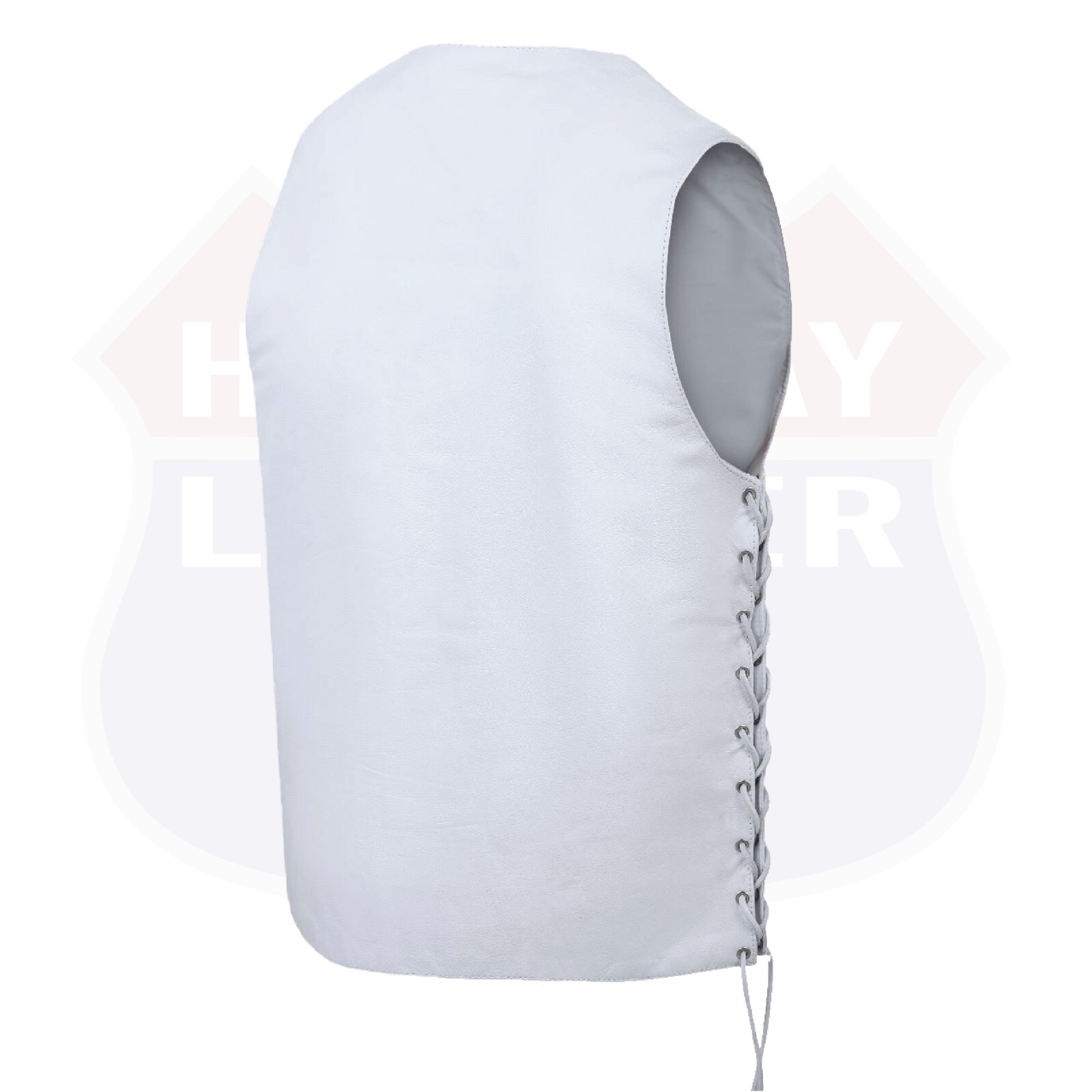 Mens Genuine Leather 10 Pockets Motorcycle Biker Club Vest White SOA 3540White