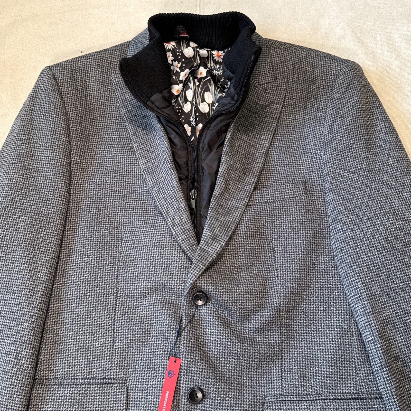Soul of London Grey Blazer Double Lining Zip In Insulated Vest