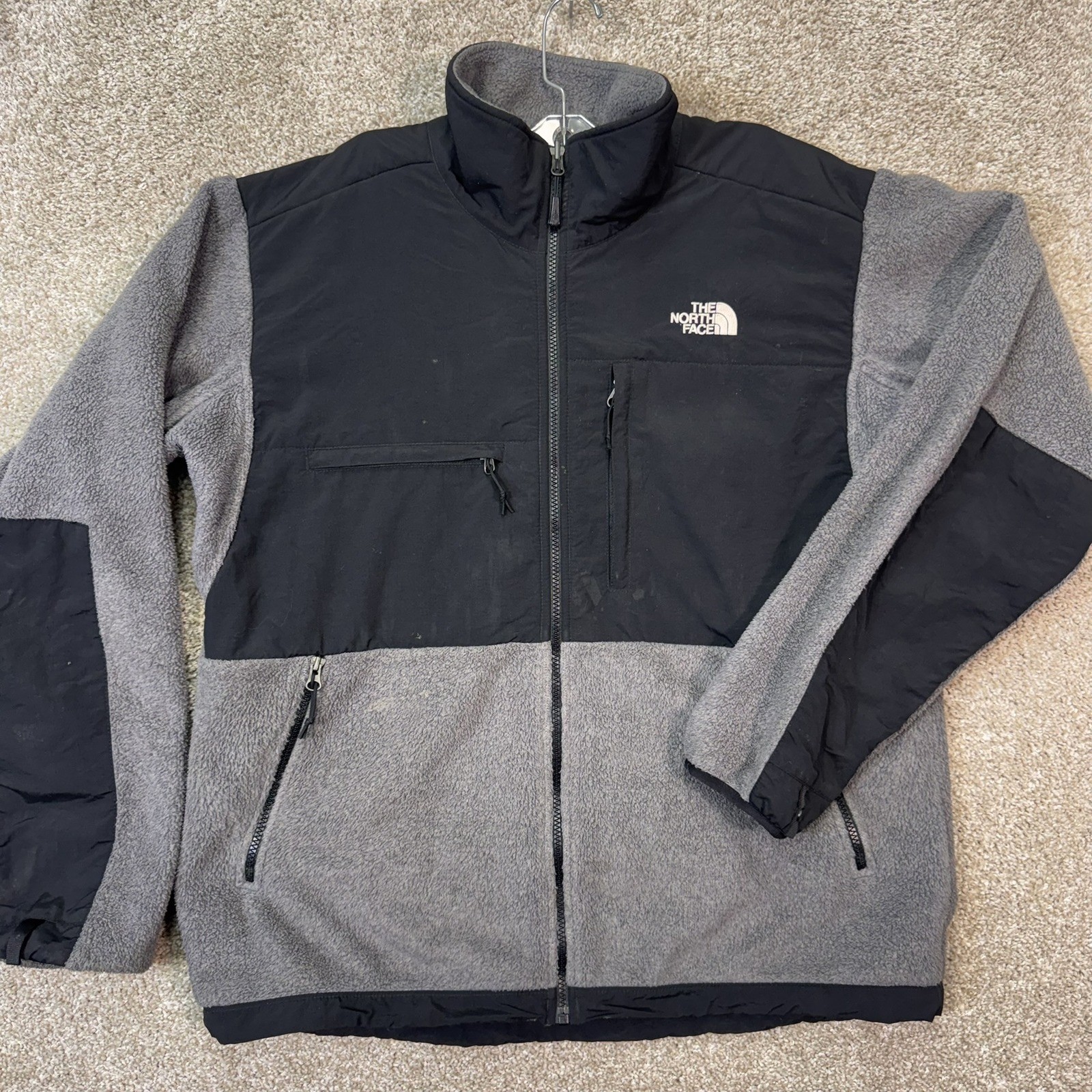 The North Face Jacket Mens Large Denali Grey Black Polartec Full Zip Fleece