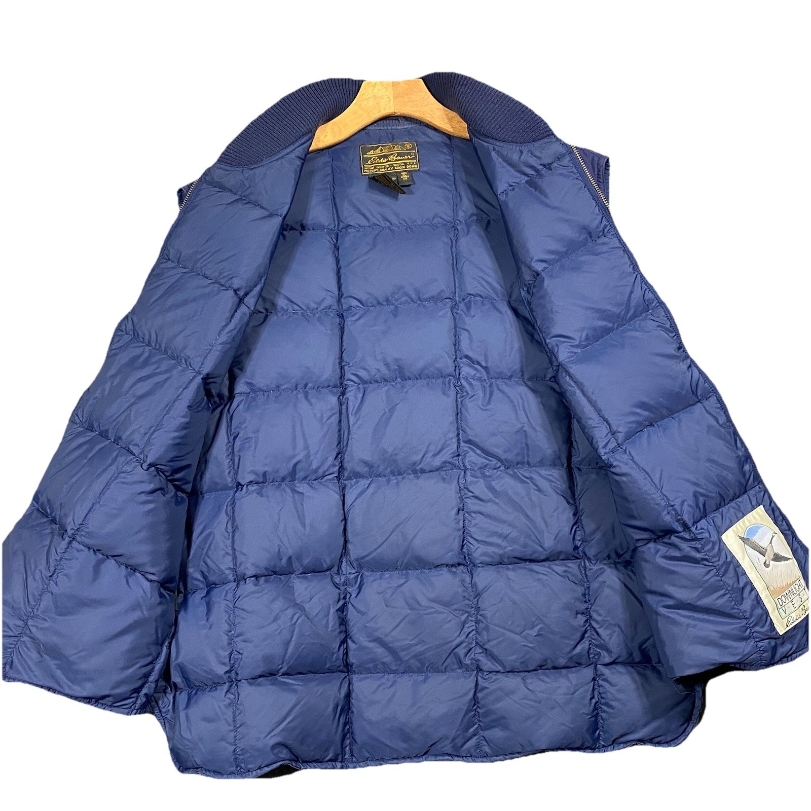 Eddie Bauer Downlight Vest Mens Size XL Navy Blue Goose Down Puffer Quilted Nice