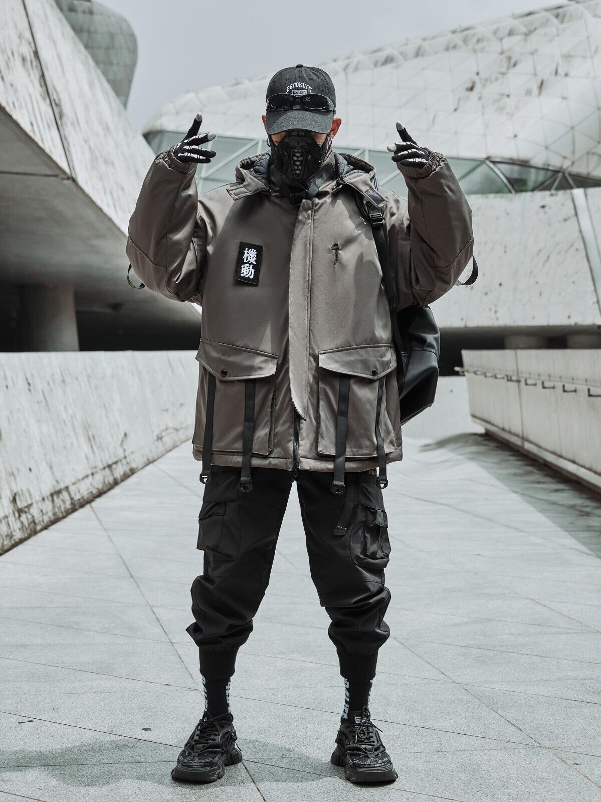 Niepce Japanese Streetwear Winter Parka Jacket with Strap Casual Techwear Coat