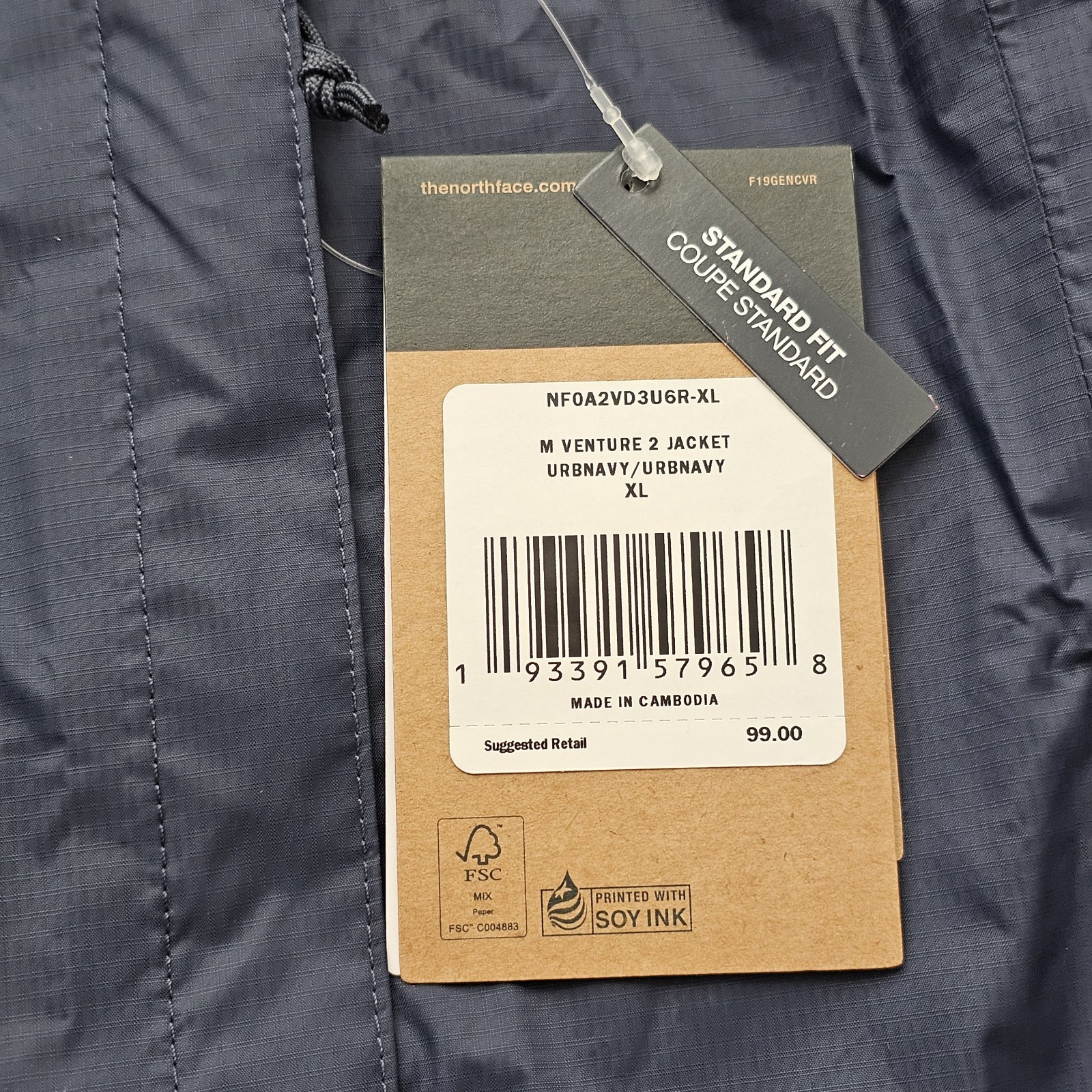The North Face (Men’s XL) Venture 2 Waterproof Hooded Rain Jacket Urban Navy