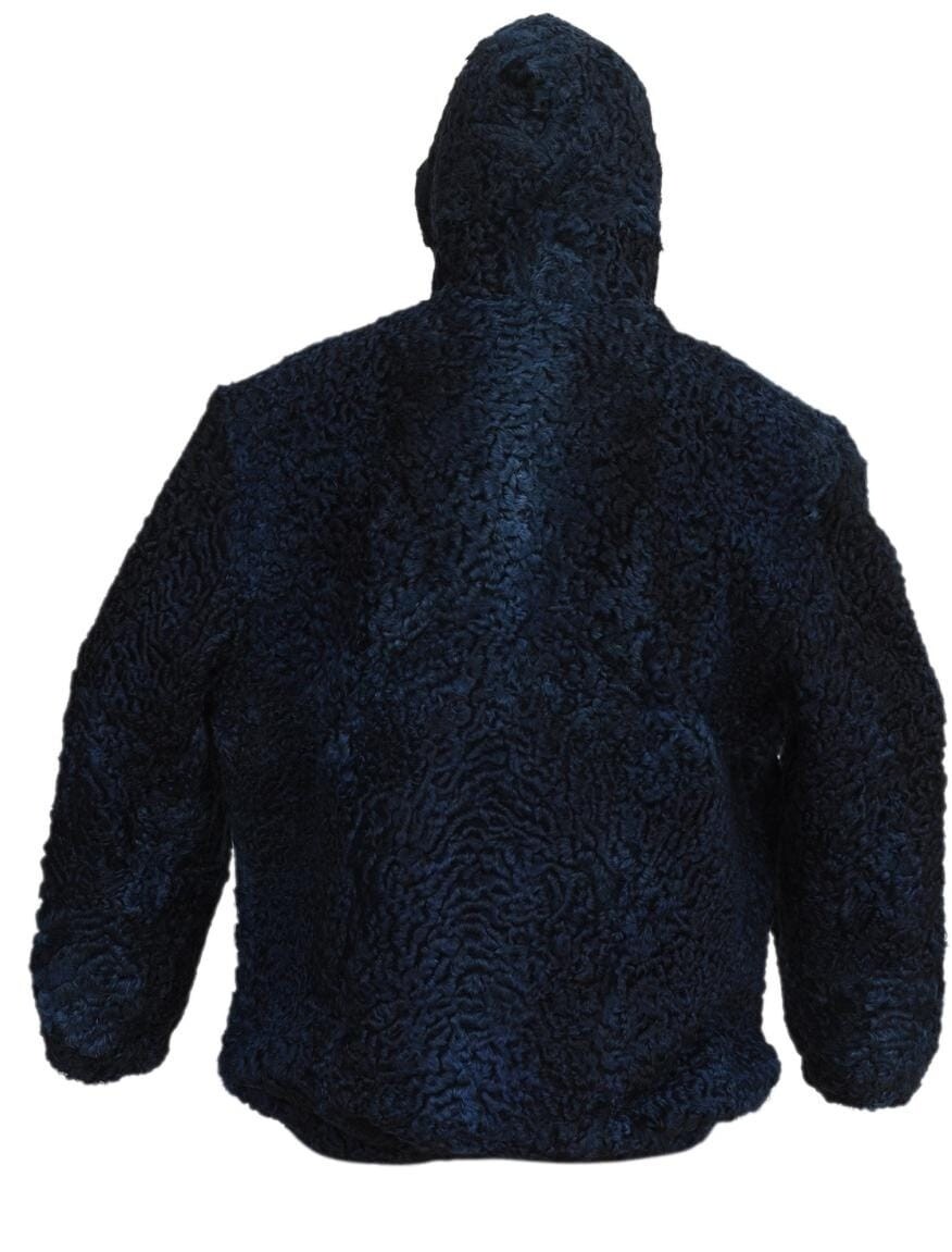 Blue Persian Lamb Fur Jacket Mink Fur Collar Sizes M L XL 2XL 3XL4XL5XL Pre Sale