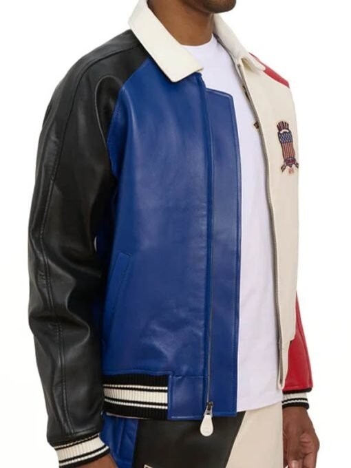 Men Avirex Multi Color Real Bomber American Flight Jacket Leather Jacket for Men