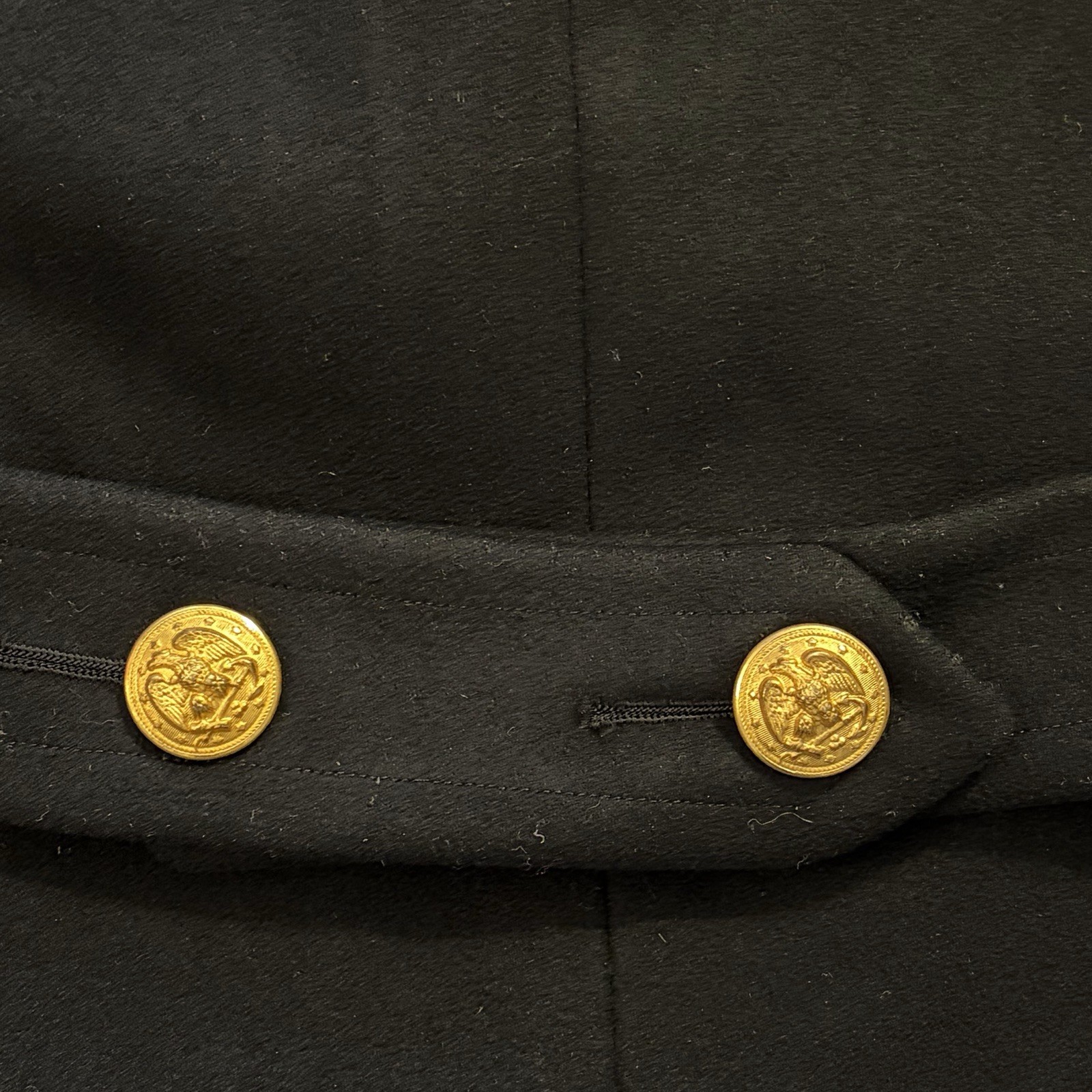 Vintage US Navy Dress Blue Wool Overcoat Gold Buttons Military Coat