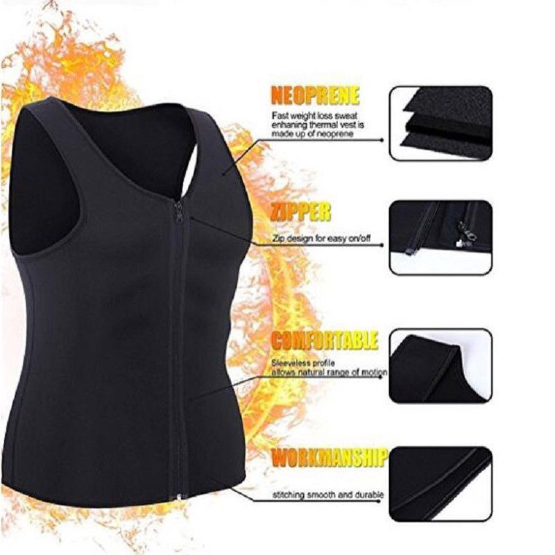 Mens Weight Loss Waist Trainer Vest Sauna Sweat Body Shaper Tank Slimmer Trimmer