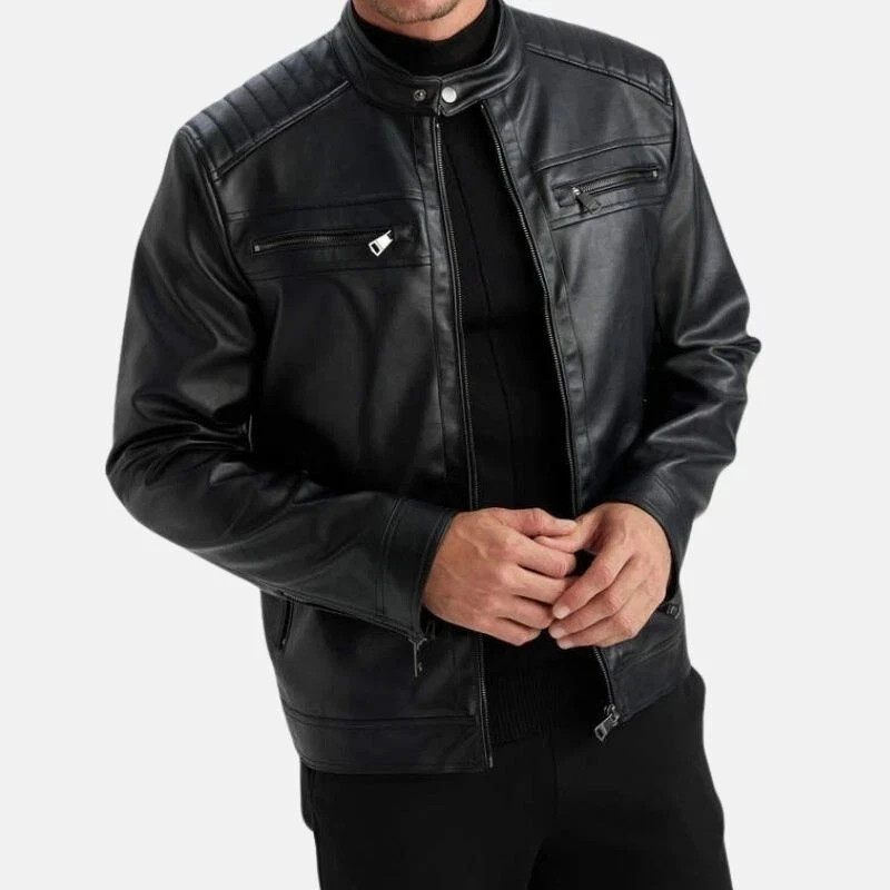 NEW Men’s Black Real Lambskin Leather Motorcycle Biker Jacket Size XS TO 3XL