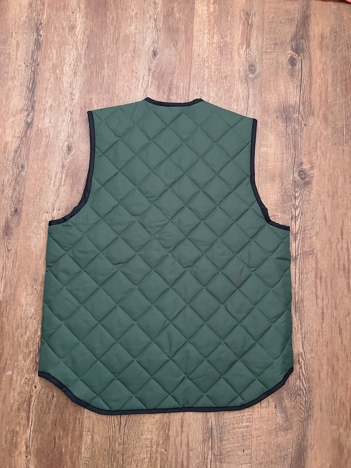 Vtg Quilted Zip Up Green Vest YKK Zipper Utility Skater Men’s S/M Size 5 USA