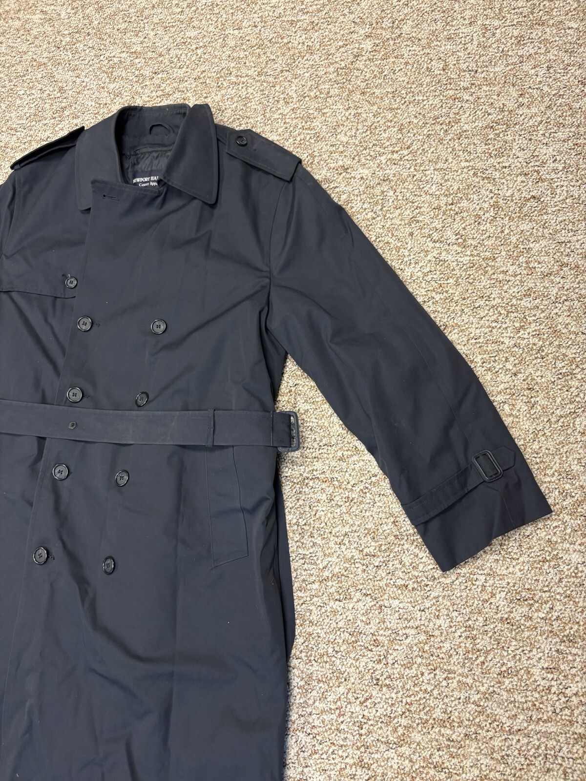 Newport Harbor Career Apparel Dark Navy Blue Trench Coat-Zipout Insulated Lining