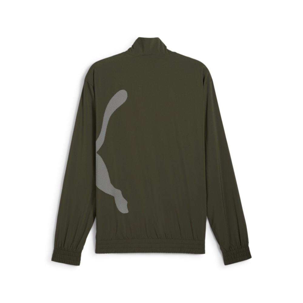 PUMA Train Cat Woven Full Zip Jacket Mens Green Casual Athletic Outerwear 52596
