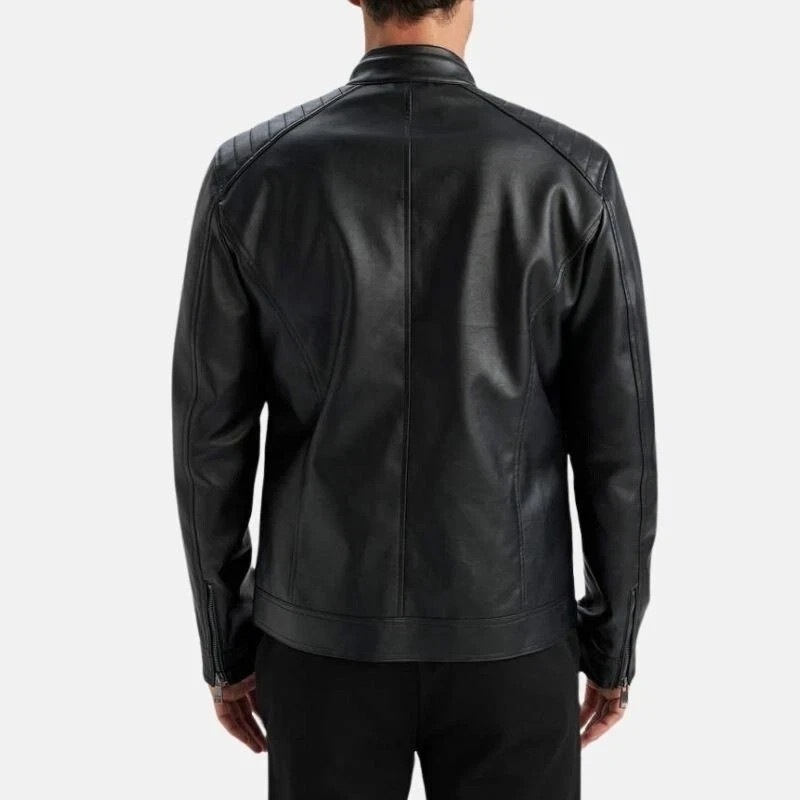 NEW Men’s Black Real Lambskin Leather Motorcycle Biker Jacket Size XS TO 3XL