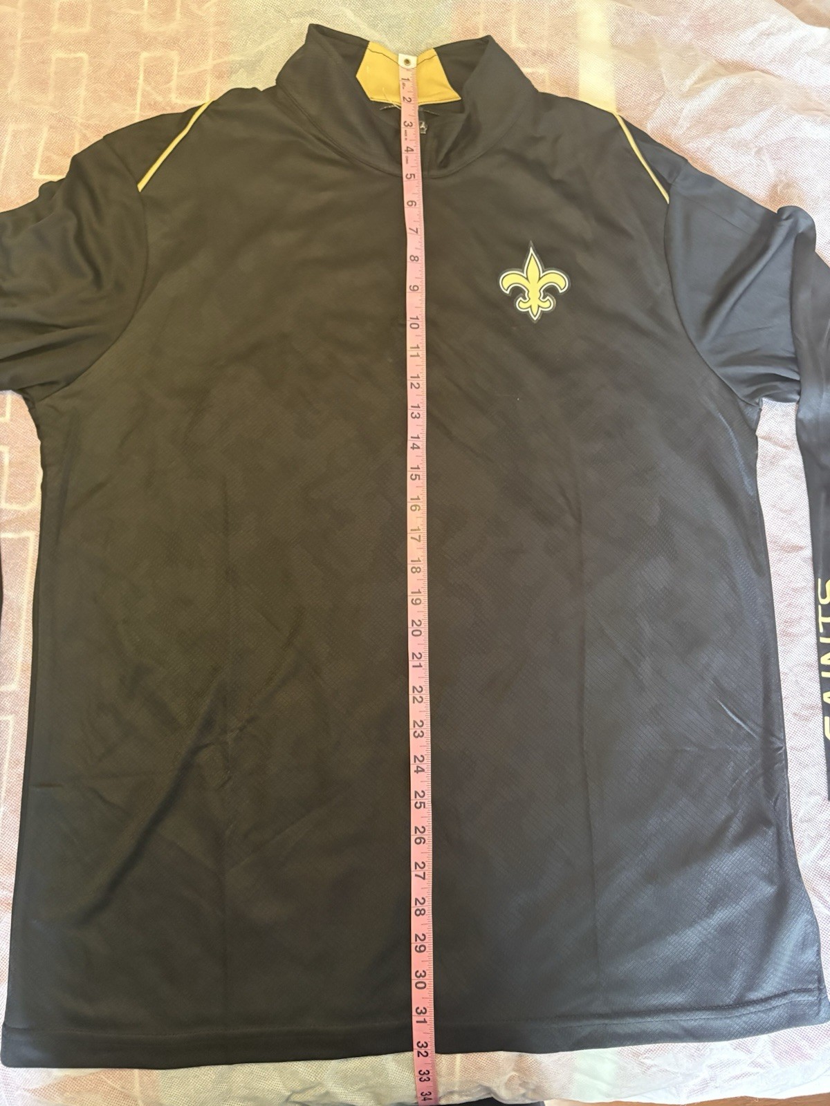 NFL Team Apparel New Orleans Saints Mens Black Lightweight 1/4 Zip Pullover XL