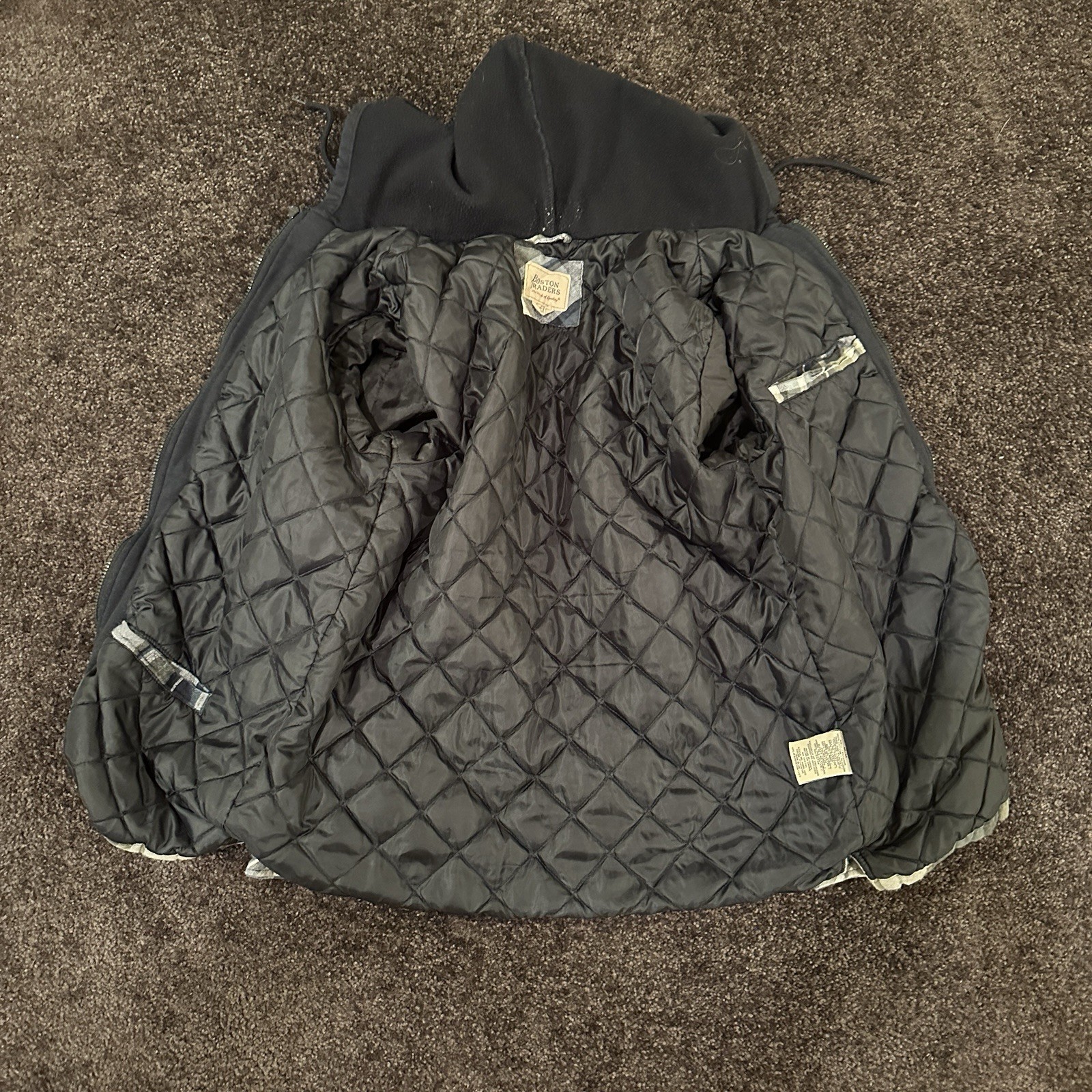 Boston Trader Blue Plaid Puffer Flannel Hooded Jacket Shacket Mens Medium Lined