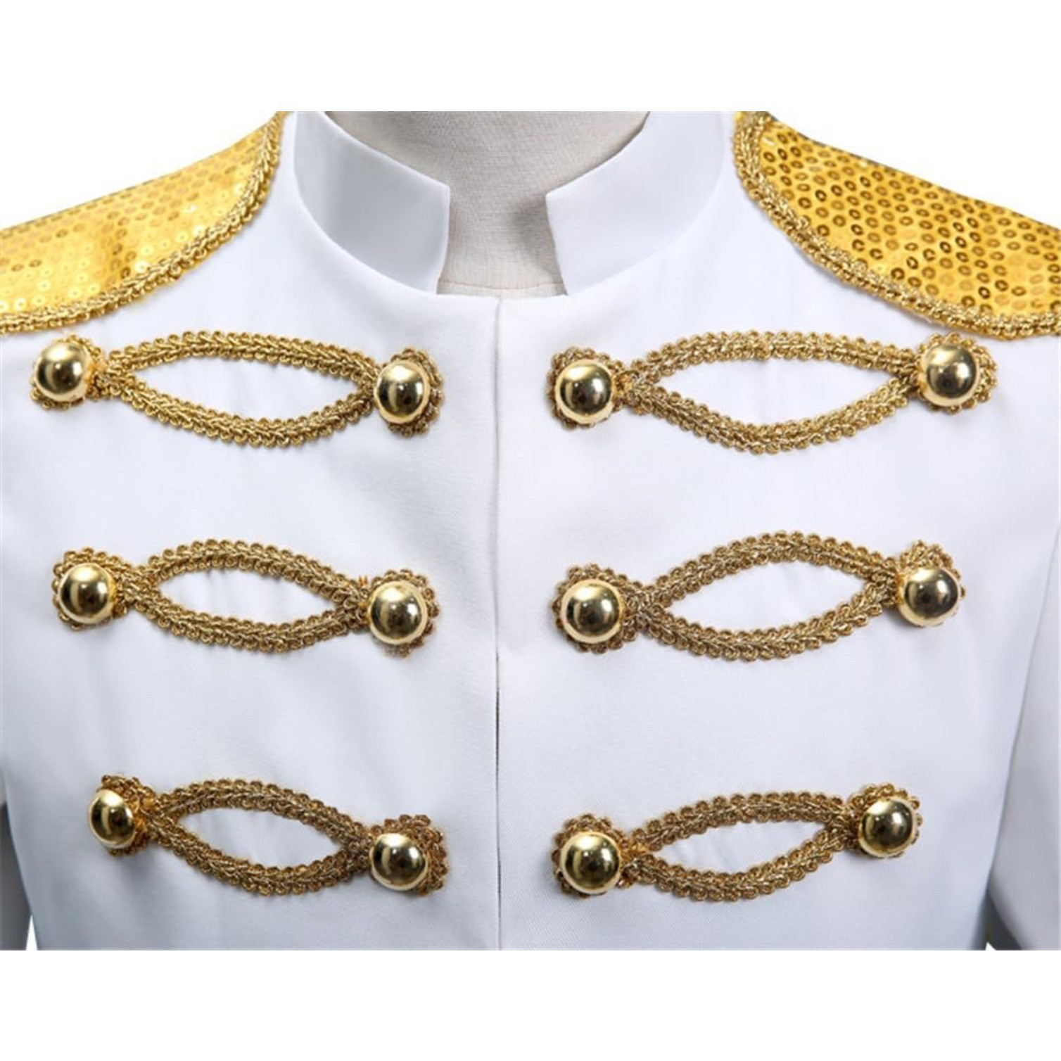 White Steampunk Gothic Blazer Jacket Men Military Marching Band Drummer Costume