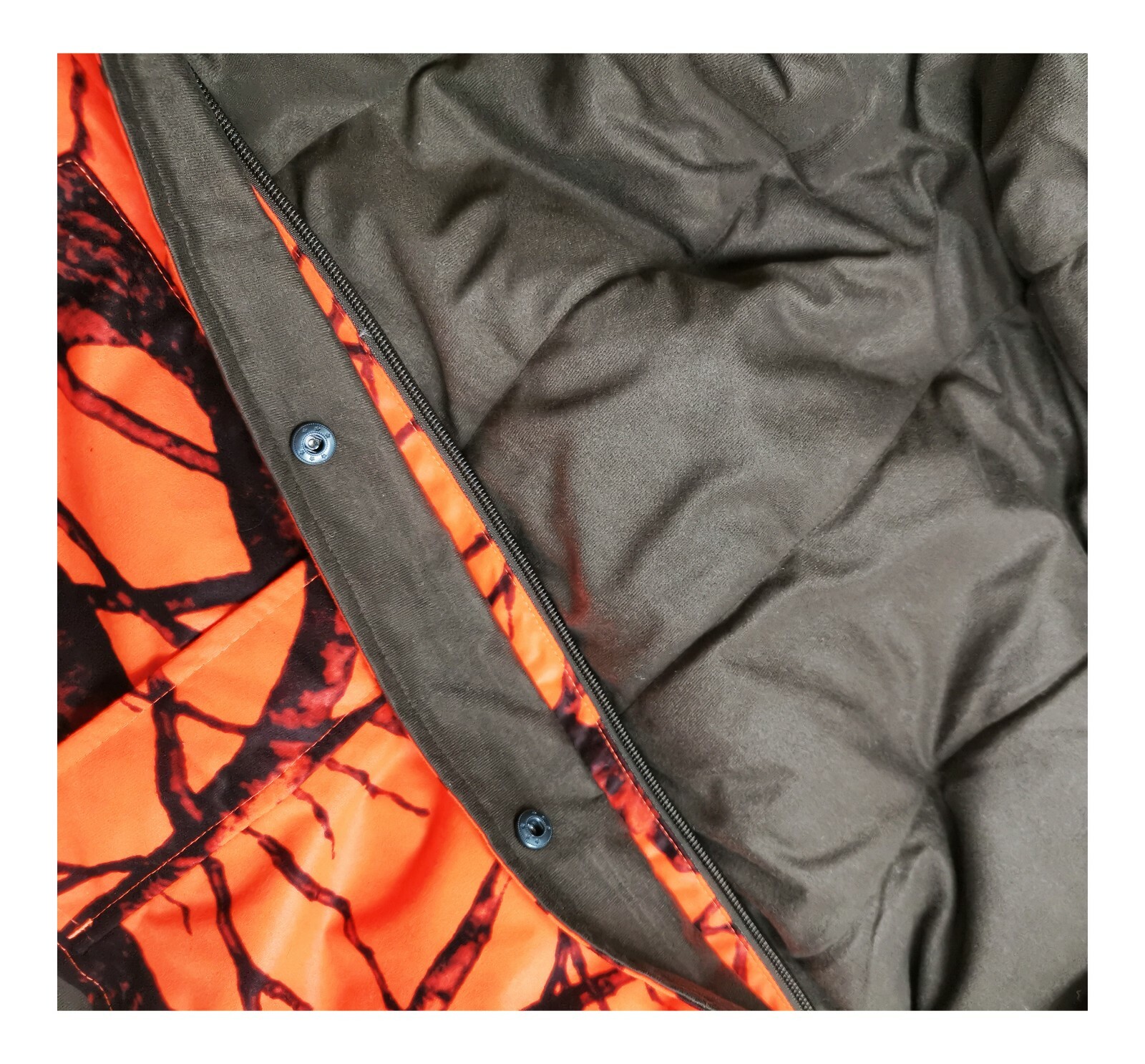 Orange Camo Men’s Hunting Jacket Winter Blazer Lined Hiking Coat Hood Removable