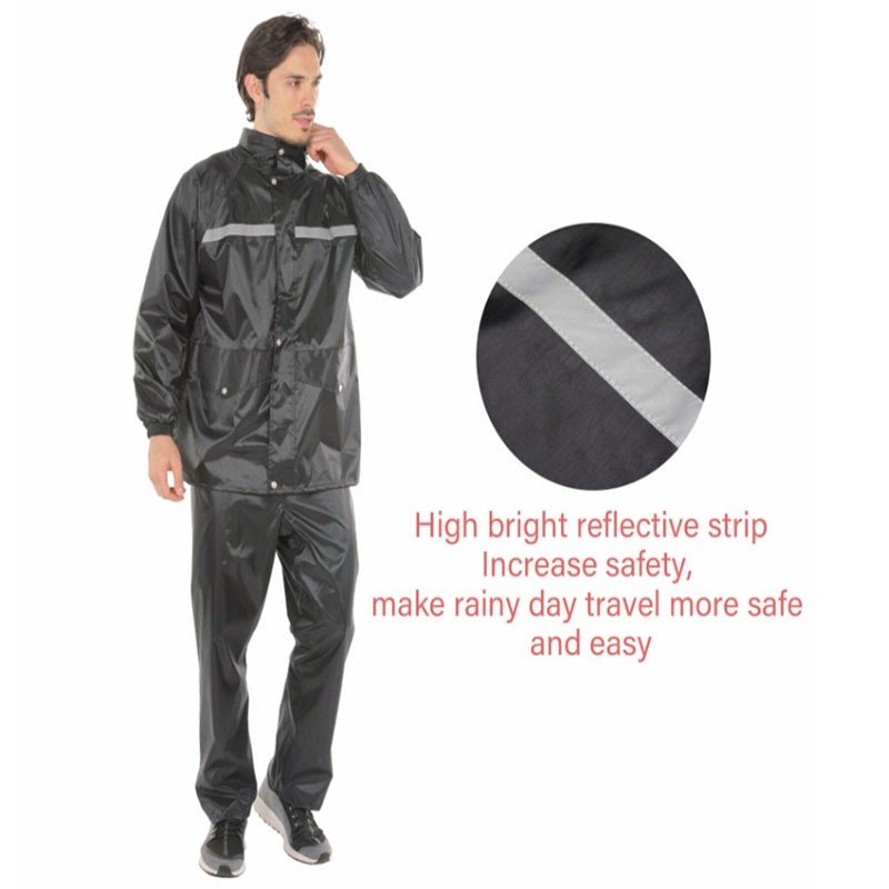Men Black Waterproof Long Raincoat Hooded Trench Jacket Outdoor Hiking Rain