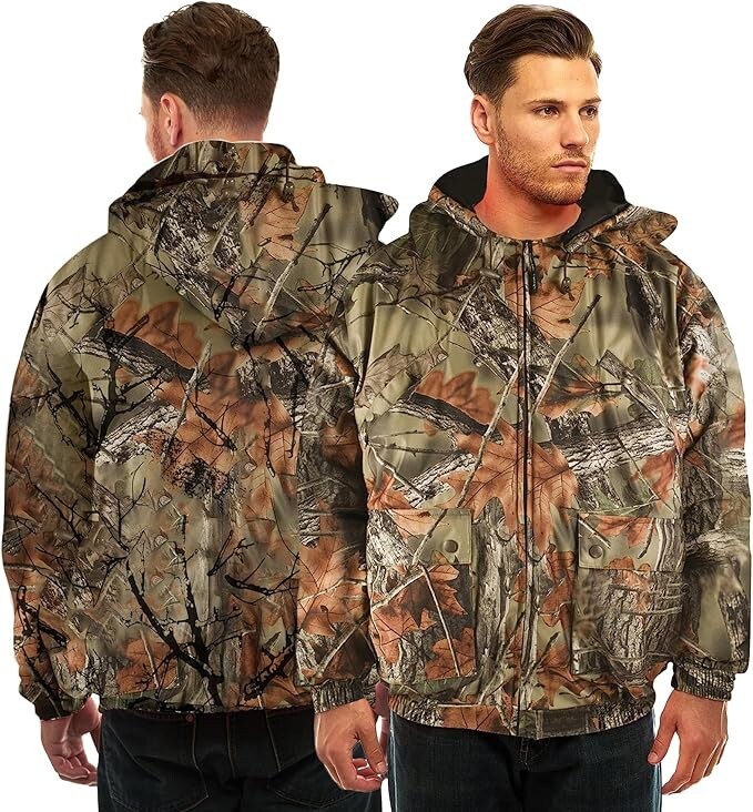 TrailCrest Men’s Hoodie Camo Camouflage Rain Jacket Coat Outdoor Hunt Sport M-2X