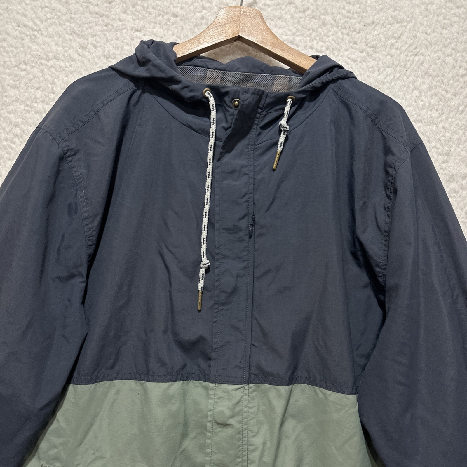 Pendleton Jacket Men’s Navy Green Full Zip Button Drawstring Windbreaker Size XL