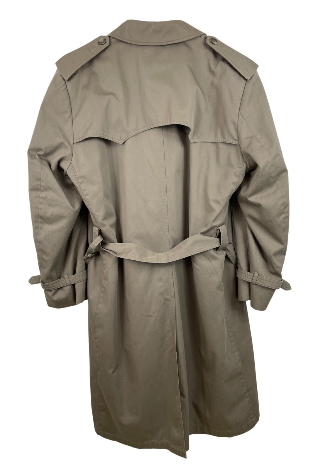 Arnie II Trench Coat Mens 44L Khaki Zip Out Lining Pockets Belted Vintage