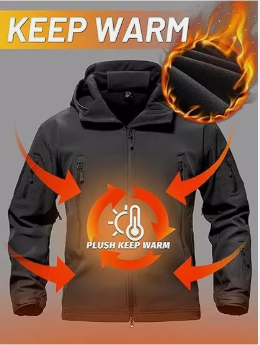 Men’s Tactical Jacket Waterproof Soft Shell Military Warm Outdoor Work Coat