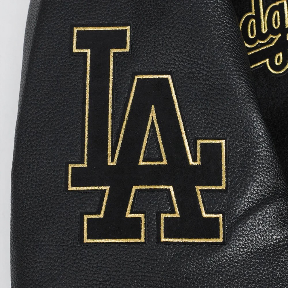 Men’s Black Wool Leather Retro Classic LA Dodgers Letterman Varsity Jacket