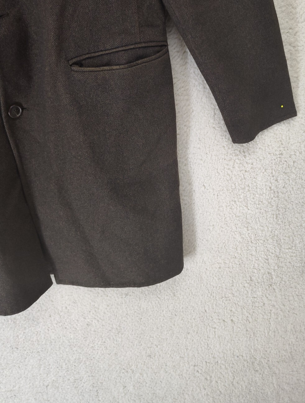 Dunhill Men Jacket 44 Brown Wool Blend Long Sleeve Regular Fit Long Overcoat