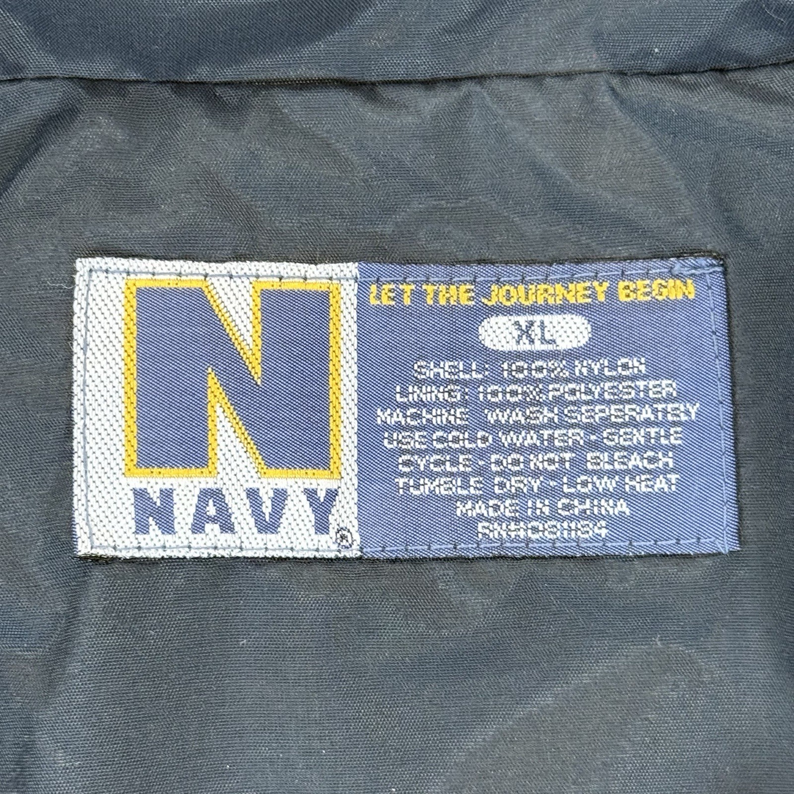 Vintage US NAVY Windbreaker Men’s XL Black Gold Nylon United States Navy Zip Up
