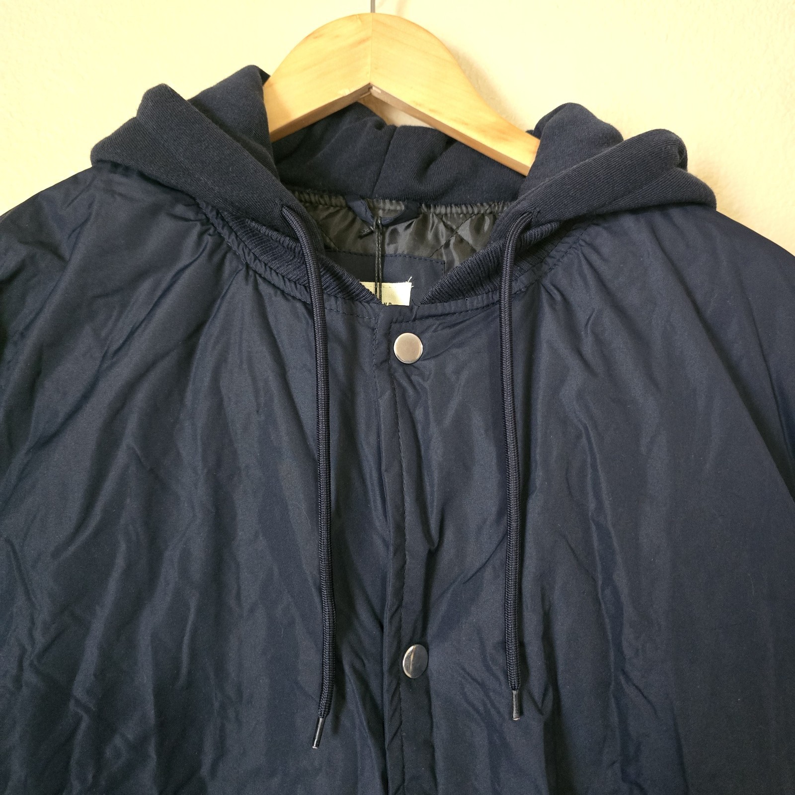 Zak Brand Men’s 2XL Navy Blue Hooded Bomber Jacket New W/ Defect Quilted Thick