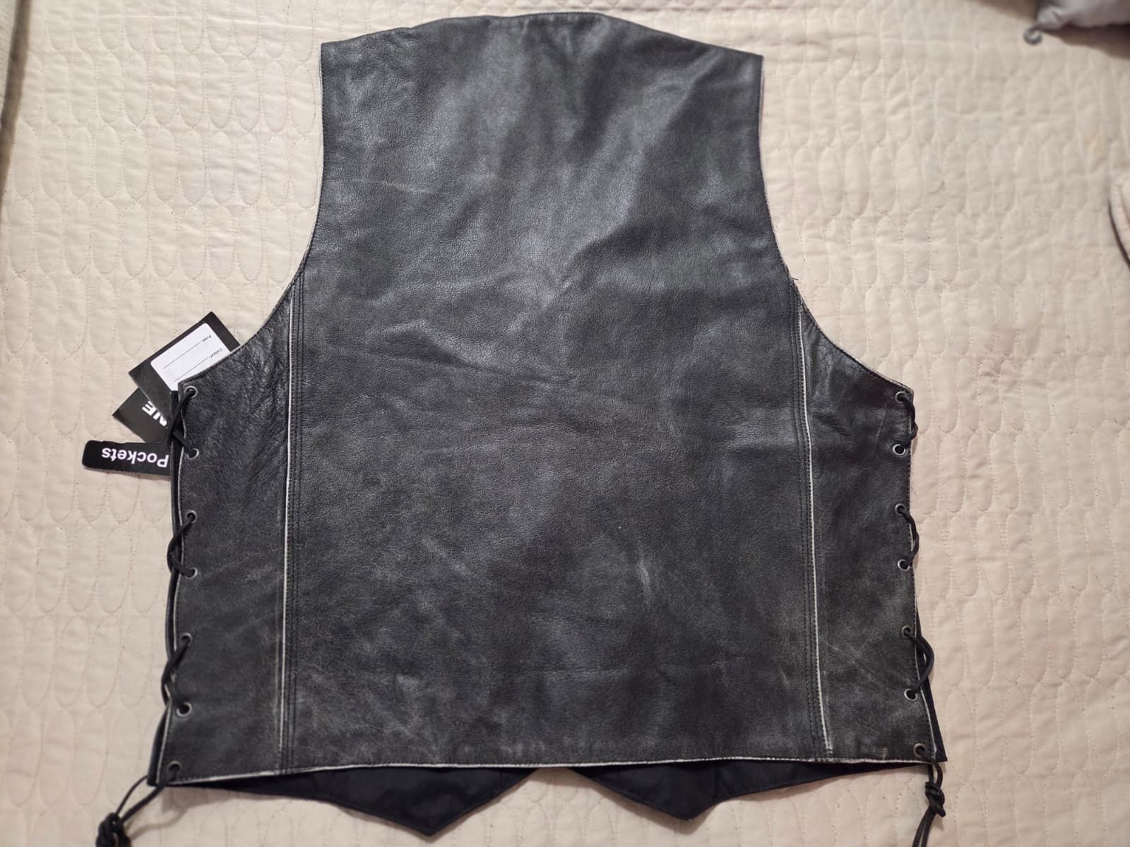 ARD CHAMPS™ Men’s Grey Genuine Leather 10 Pockets Motorcycle Biker Vest