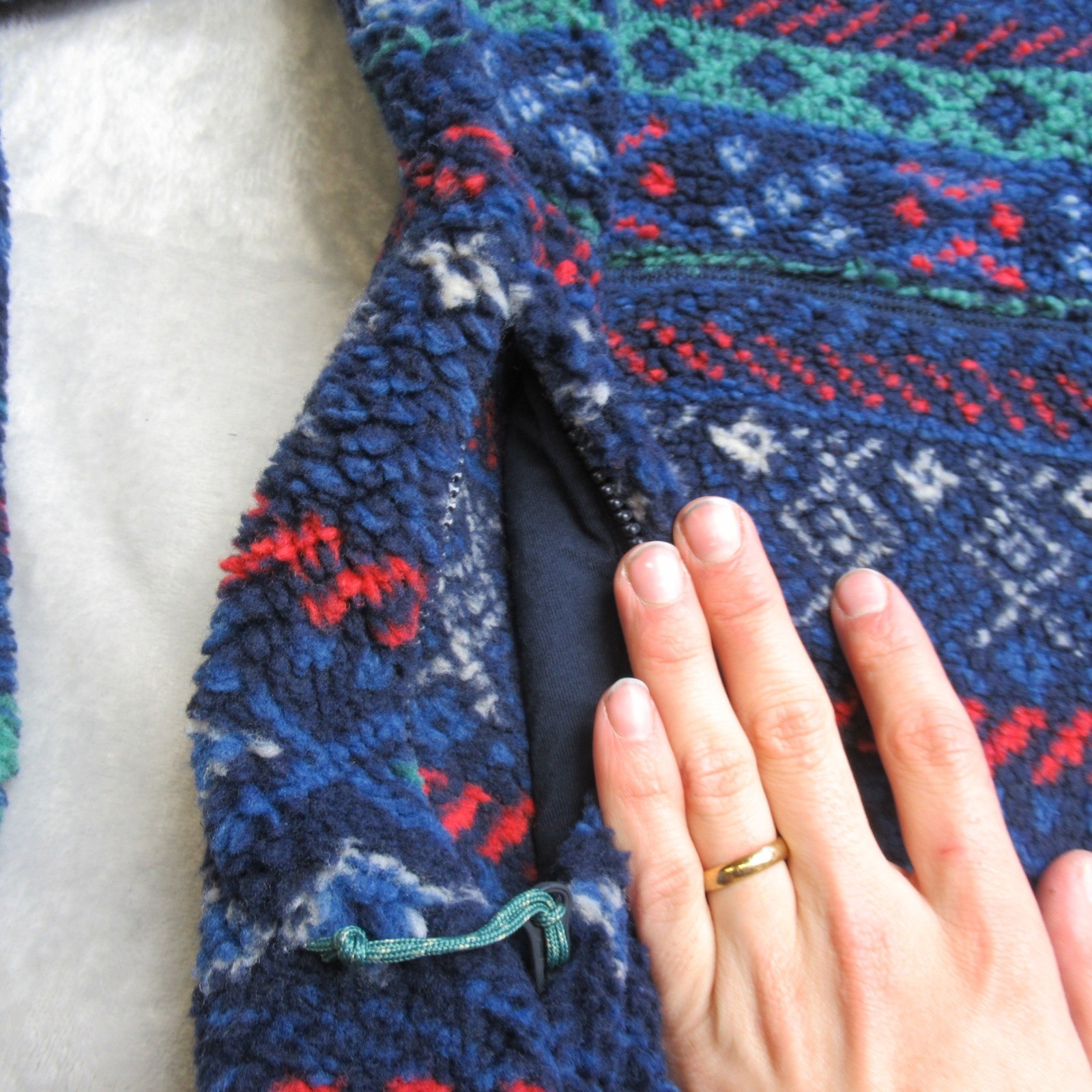 Alpine Design Jacket Men Medium Blue Sherpa Fair Isle FullZip Aztec WARM $98 NEW