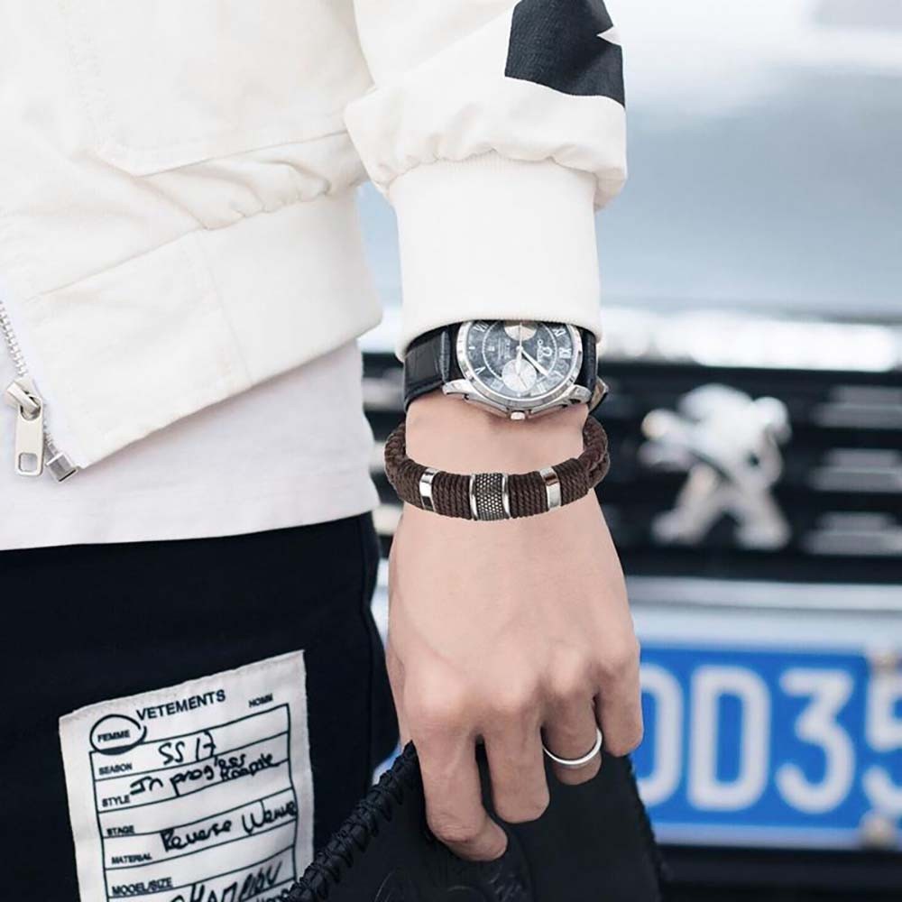 Premium Braided Leather Bracelet for Men Stainless Steel Clasp Fashion Jewelry