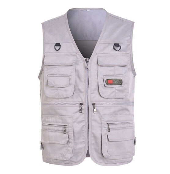 Men Outdoor Vest Multi-pockets Waistcoat Hiking Fishing Sleeveless Jackets