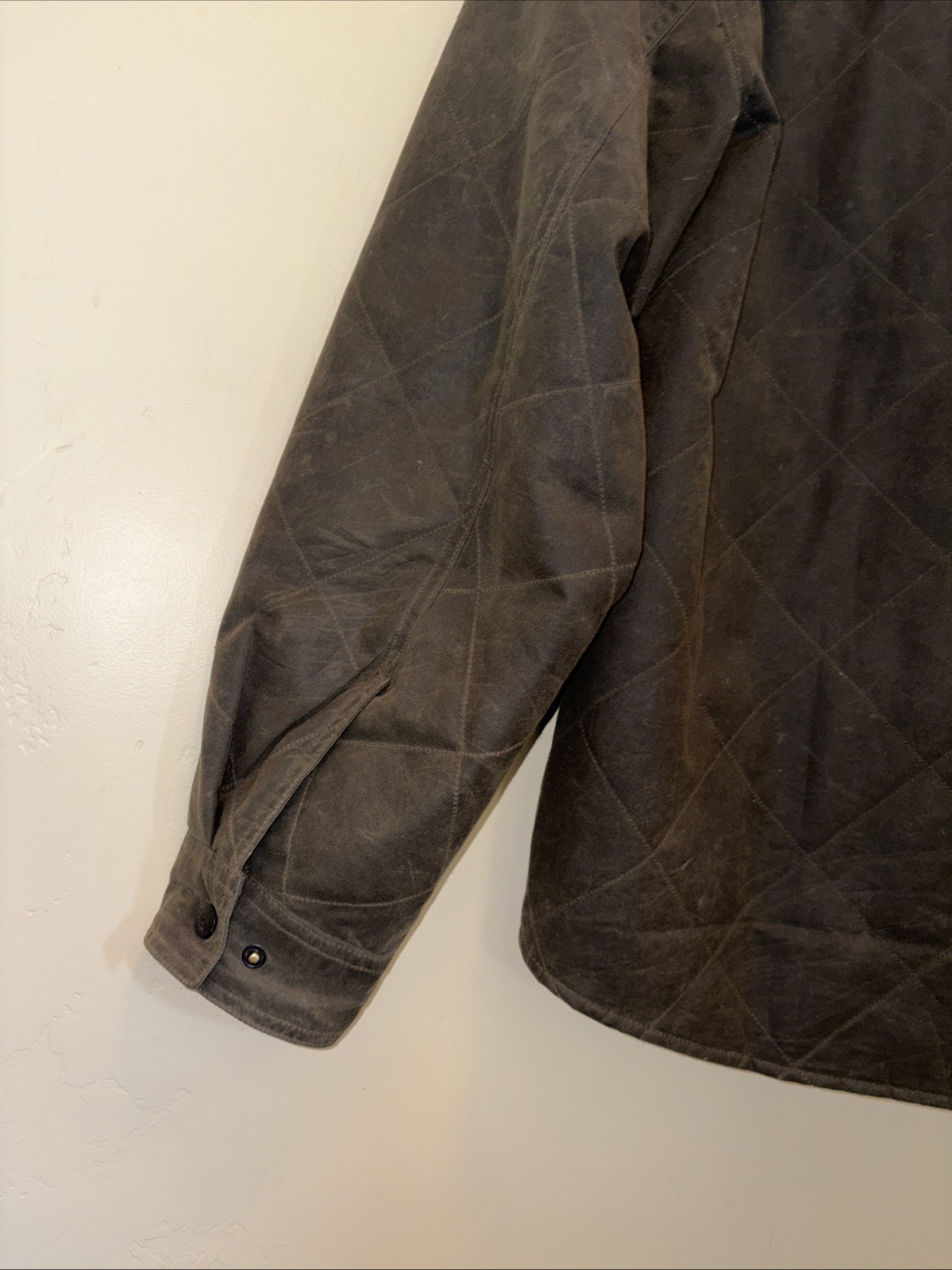 Huckberry Flint And Tinder Quilted Waxed Shirt Jacket Green Mens Medium